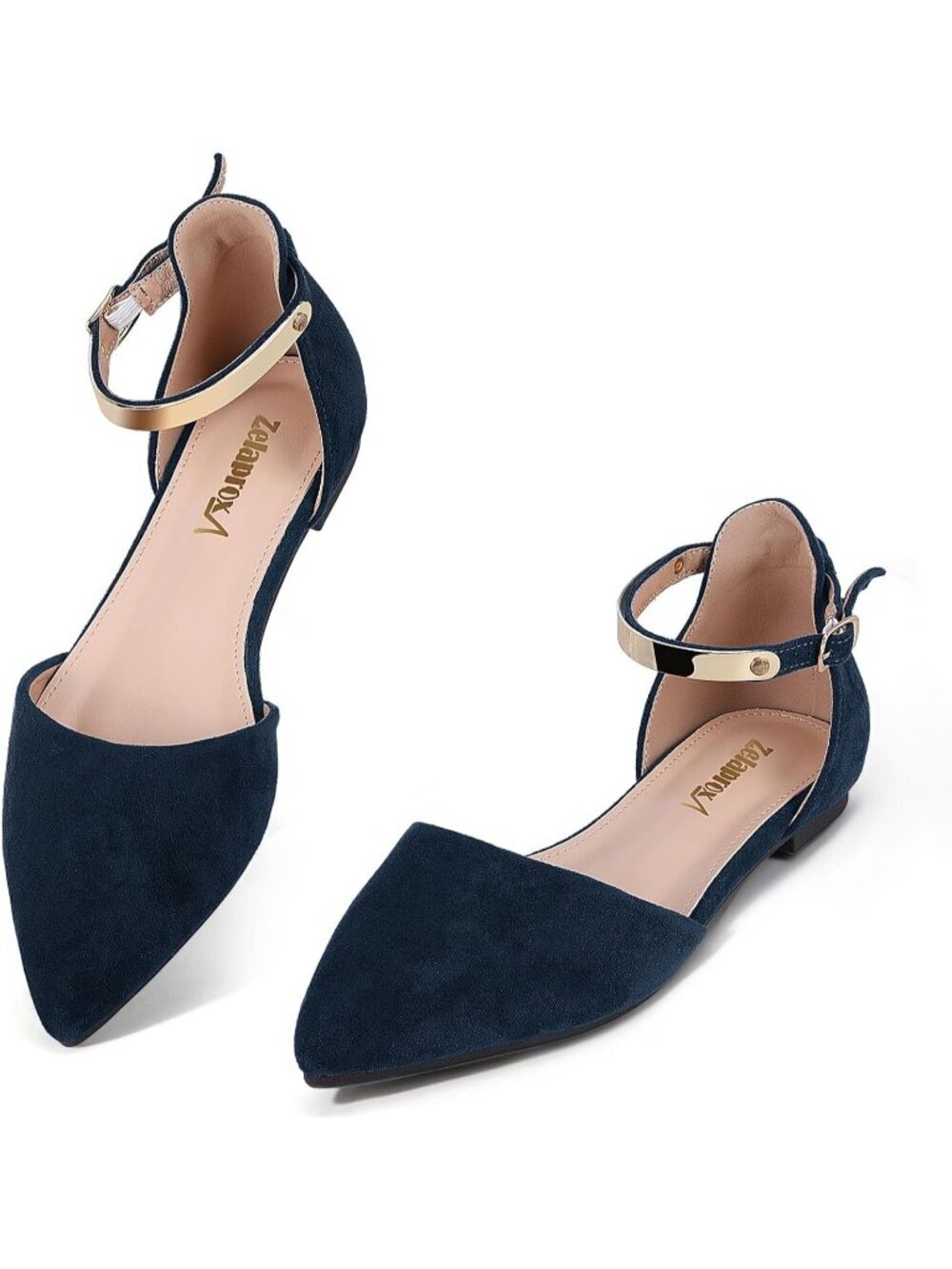 Women's Flats Shoes Rhinestone Blue Pointed Toe Comfort Flat Silver Bowknot